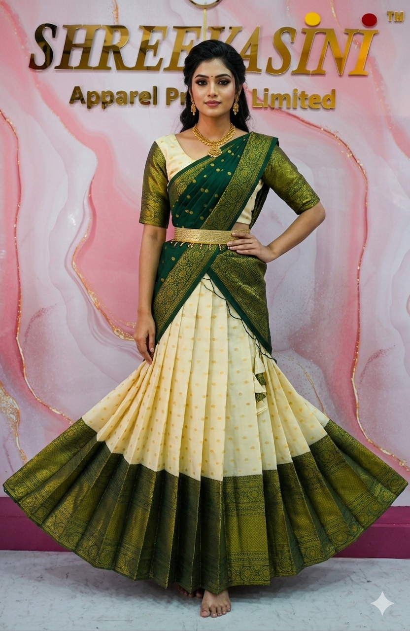 Premium Traditional Indian Pattu Pavadai | Girls' Silk Lehenga Choli