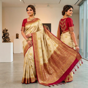Premium Kanjivaram Pattu Saree – Traditional Rich Woven Zari Border and Blouse