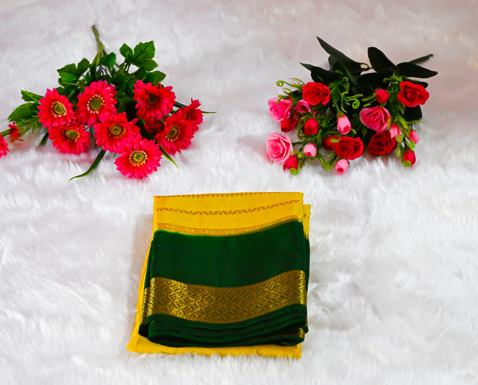 Premium Crepe Saree with Rich Woven Zari Border & Matching Blouse