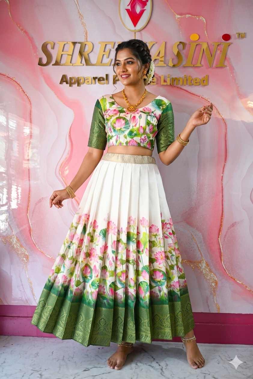 Premium Traditional Indian Pattu Pavadai | Girls' Silk Lehenga Choli