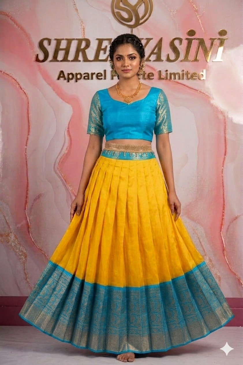 Premium Traditional Indian Pattu Pavadai | Girls' Silk Lehenga Choli