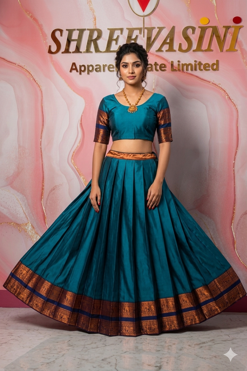 Premium Traditional Indian Pattu Pavadai | Girls' Silk Lehenga Choli