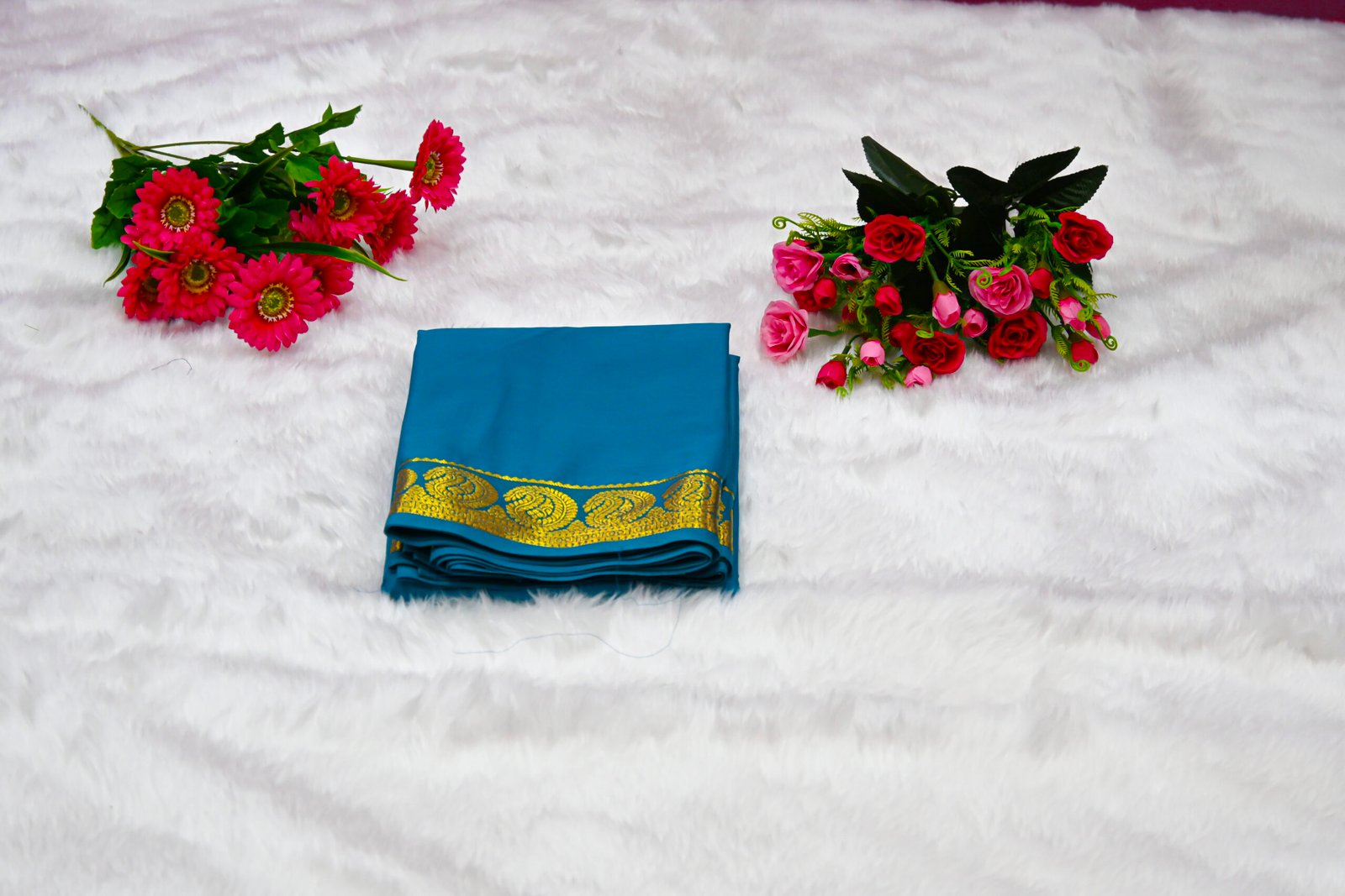 Premium Crepe Saree with Rich Woven Zari Border & Matching Blouse
