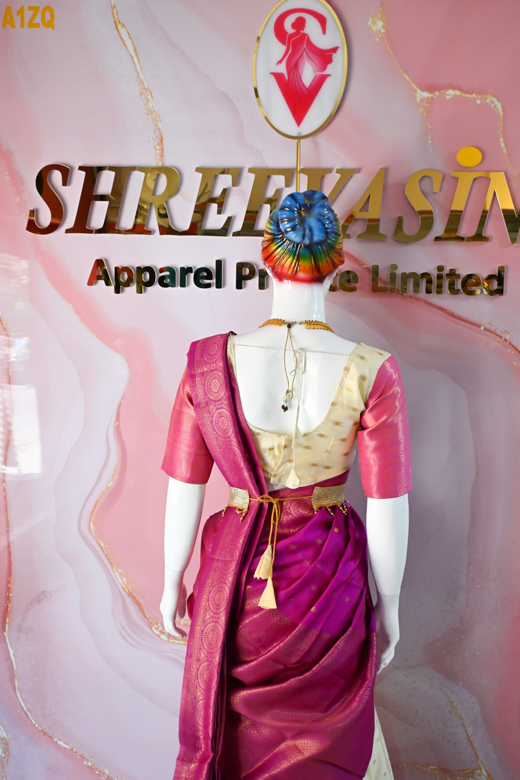A traditional Indian Pattu Pavada (lehenga) in a vibrant - ( Cream with Green, Cream with Maroon, Cream with Pink )
