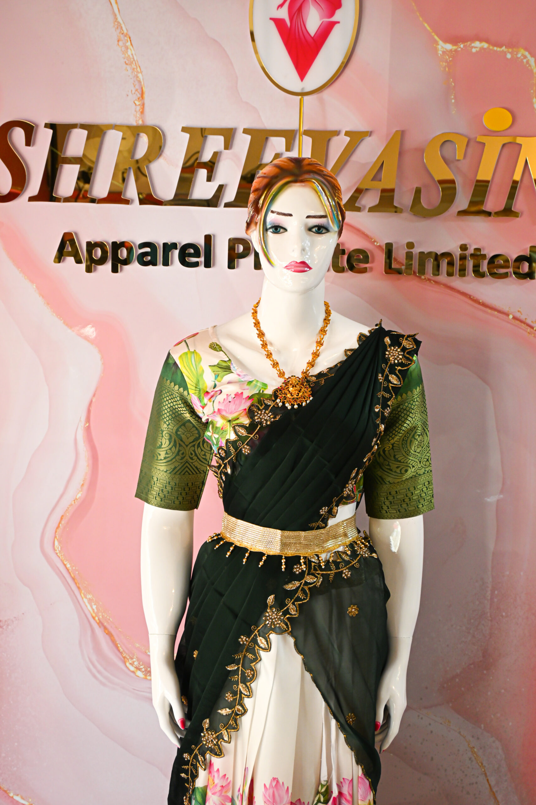 A traditional Indian Pattu Pavada (lehenga) in a vibrant ( Teal blue with navy Blue & Forest green with navy Blue )