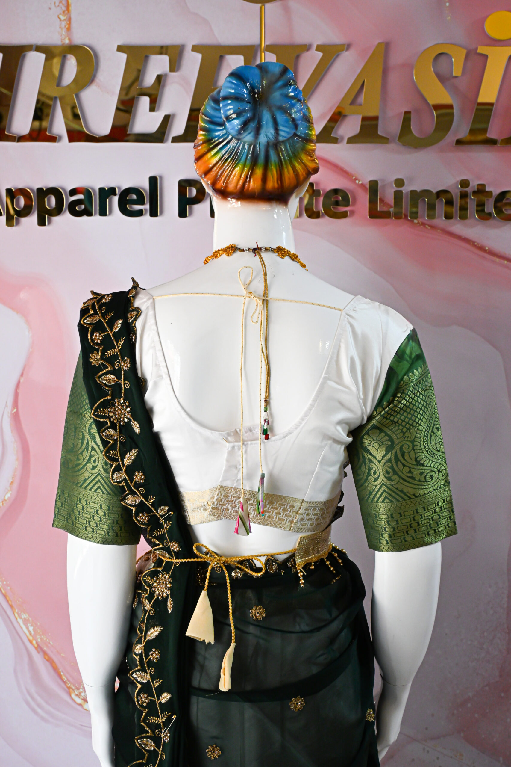 A traditional Indian Pattu Pavada (lehenga) in a vibrant ( Teal blue with navy Blue & Forest green with navy Blue )