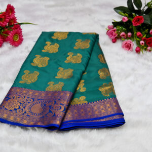 Premium Kanjivaram Pattu Saree – Traditional Rich Woven Zari Border and Blouse