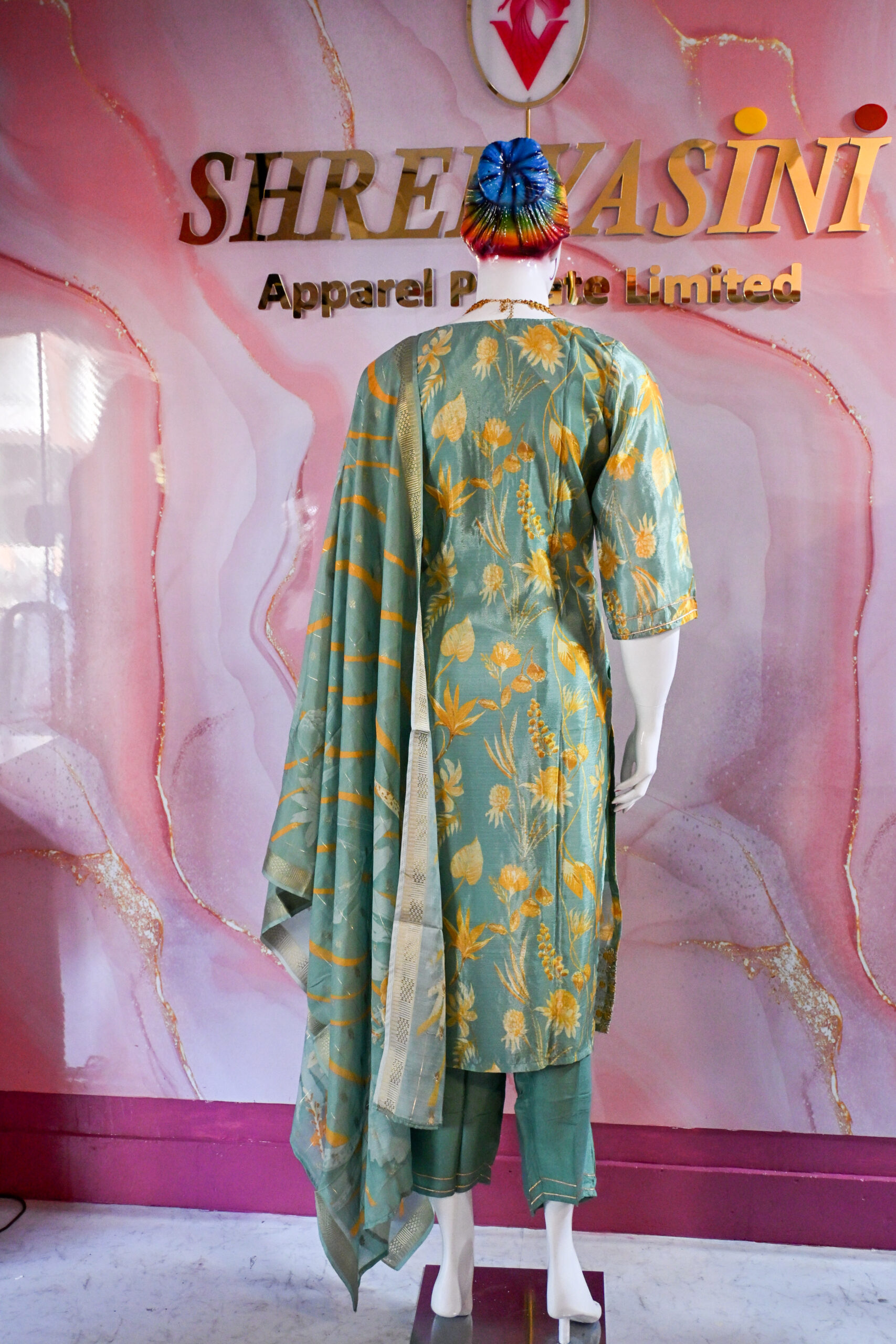 A three-piece Indian Premium Party Wear Chudidhar Suit
