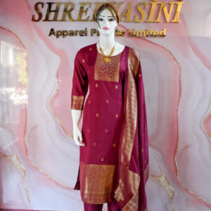 A three-piece Indian Premium Party Wear Chudidhar Suit