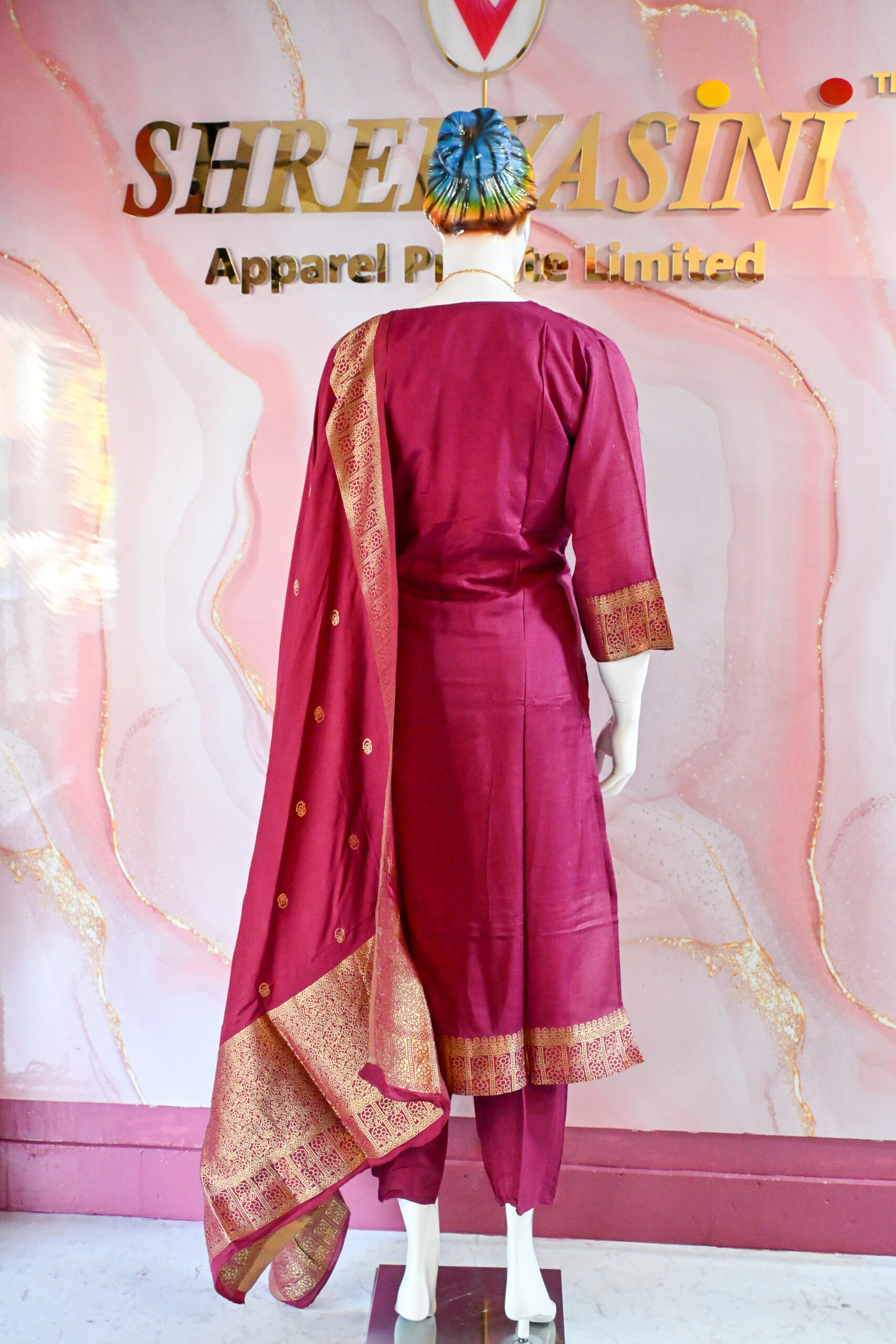 A three-piece Indian Premium Party Wear Chudidhar Suit