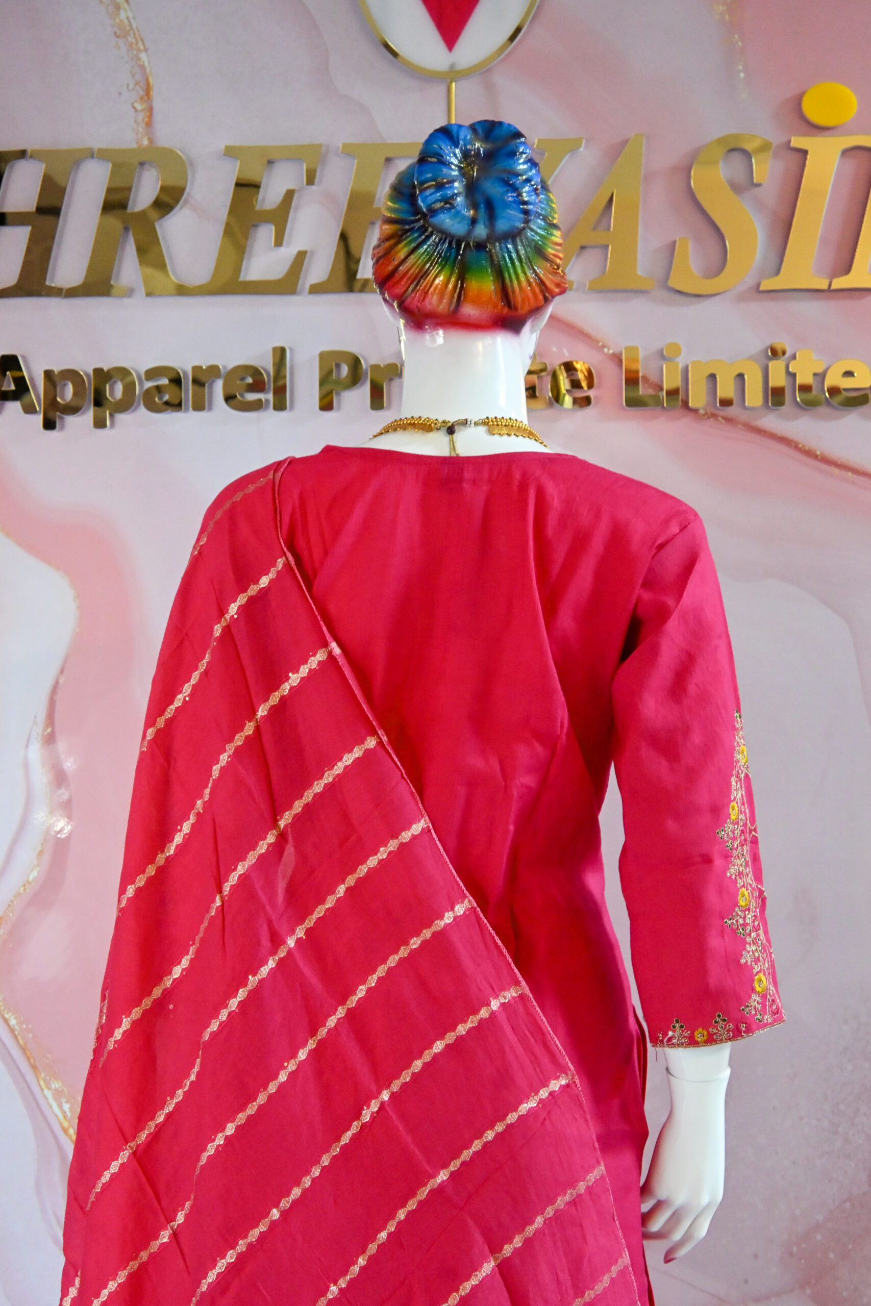 A three-piece Indian Premium Party Wear Chudidhar Suit