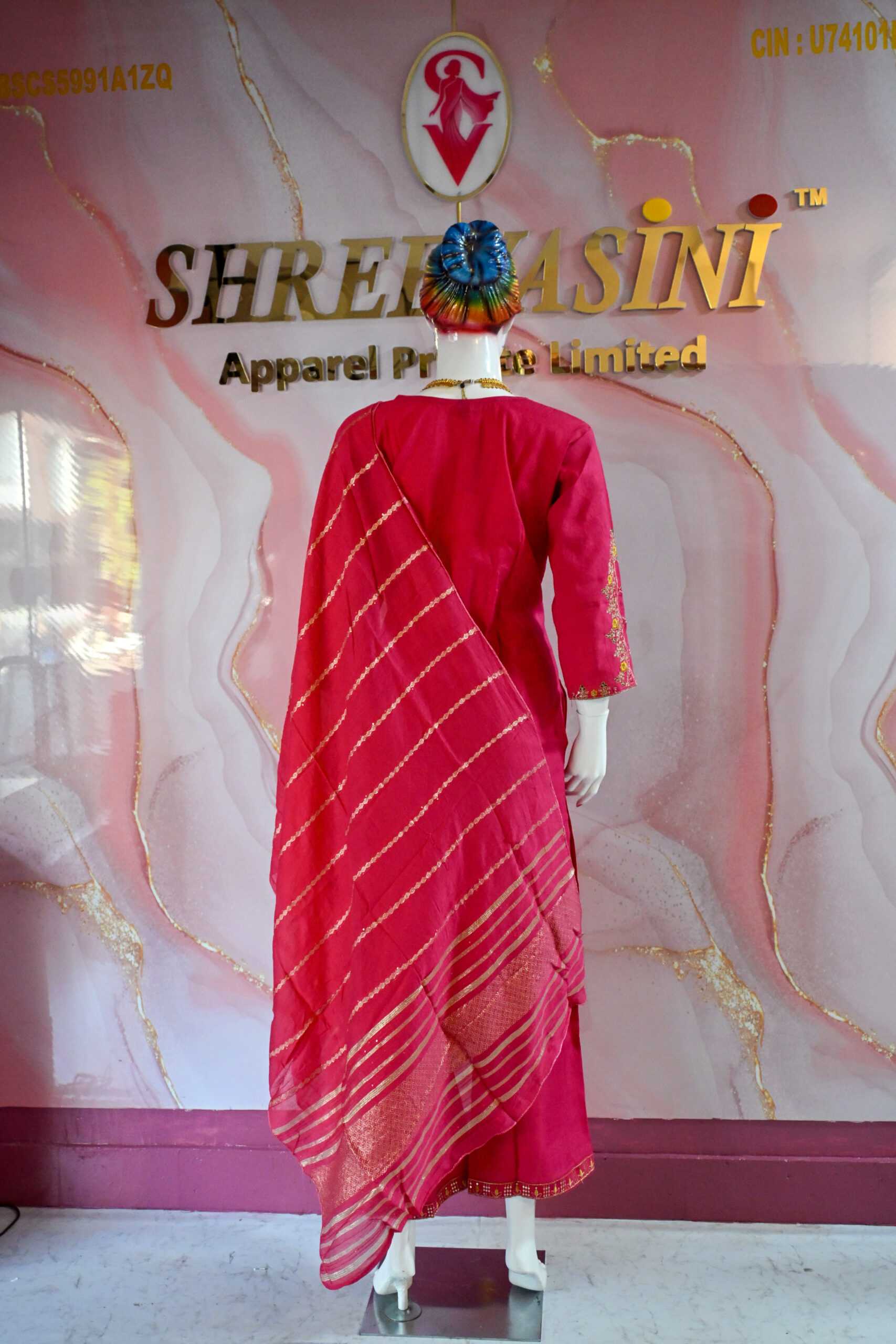 A three-piece Indian Premium Party Wear Chudidhar Suit