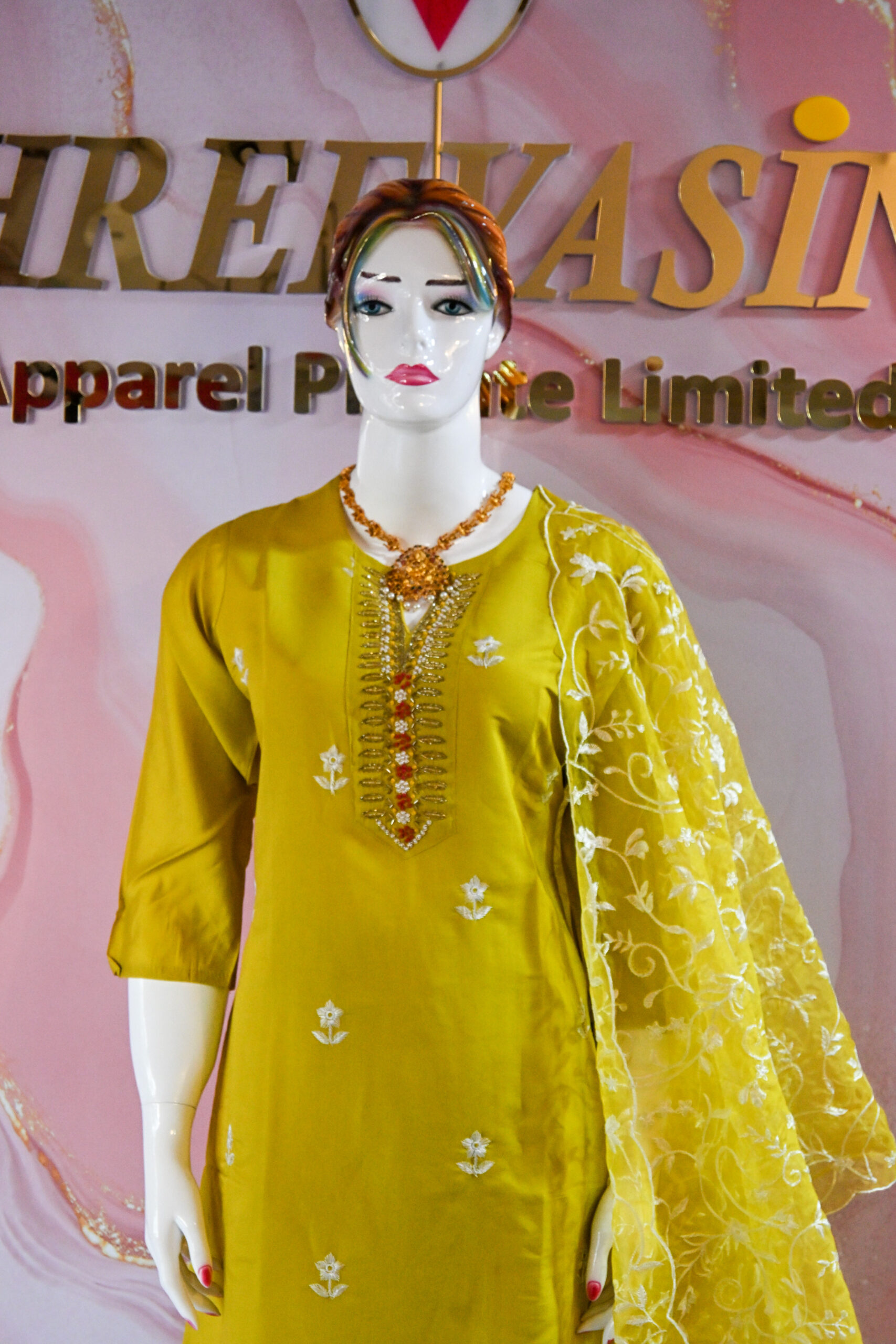 A three-piece Indian Premium Party Wear Chudidhar Suit