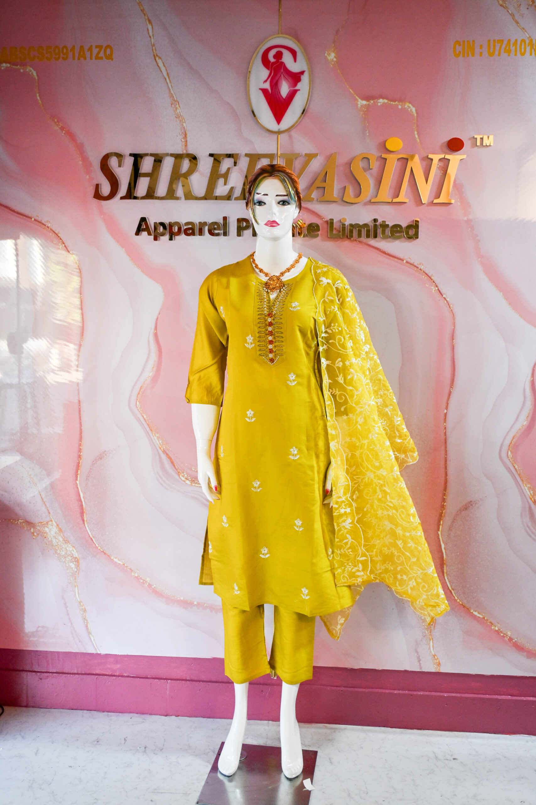 A three-piece Indian Premium Party Wear Chudidhar Suit
