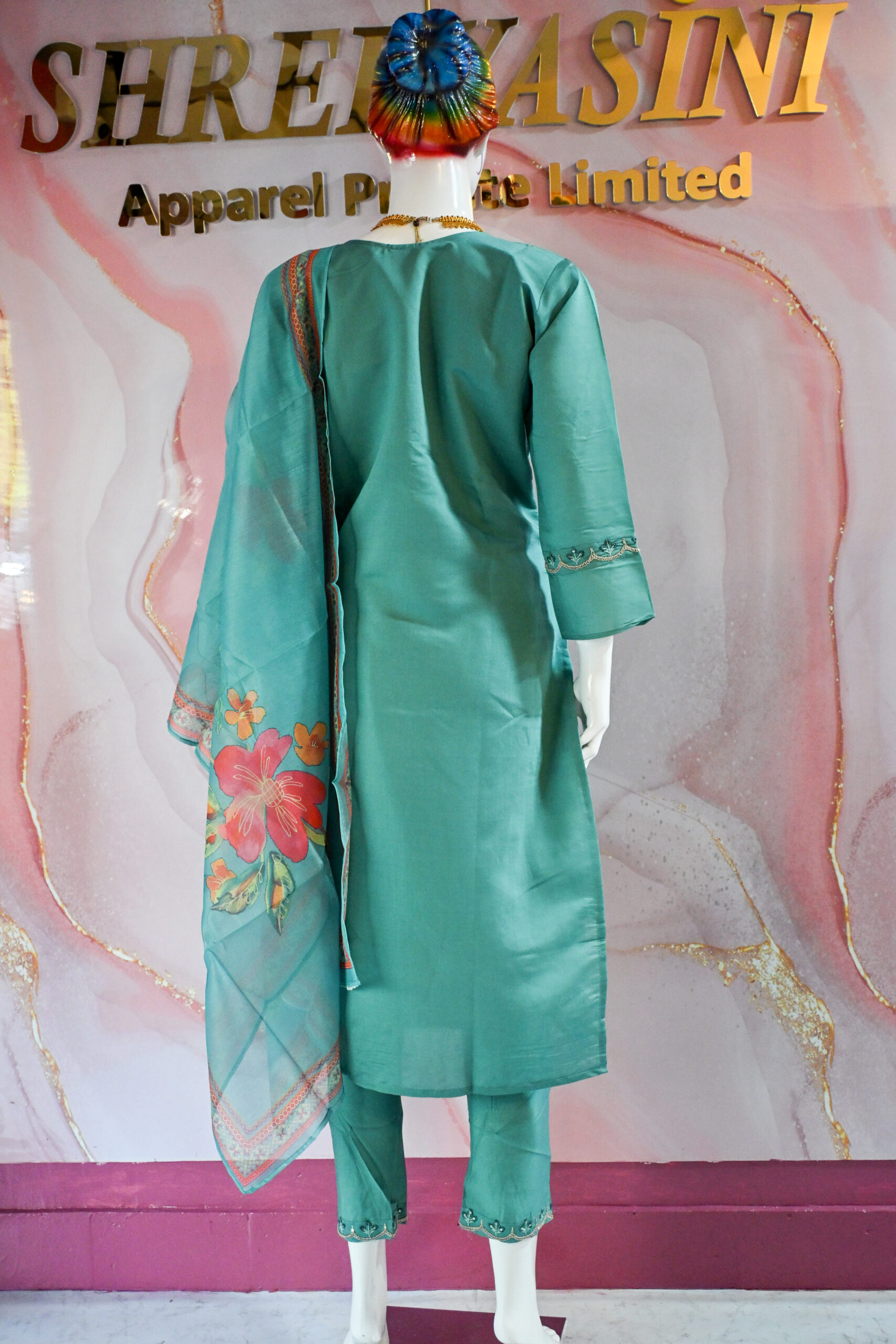 A three-piece Indian Premium Party Wear Chudidhar Suit