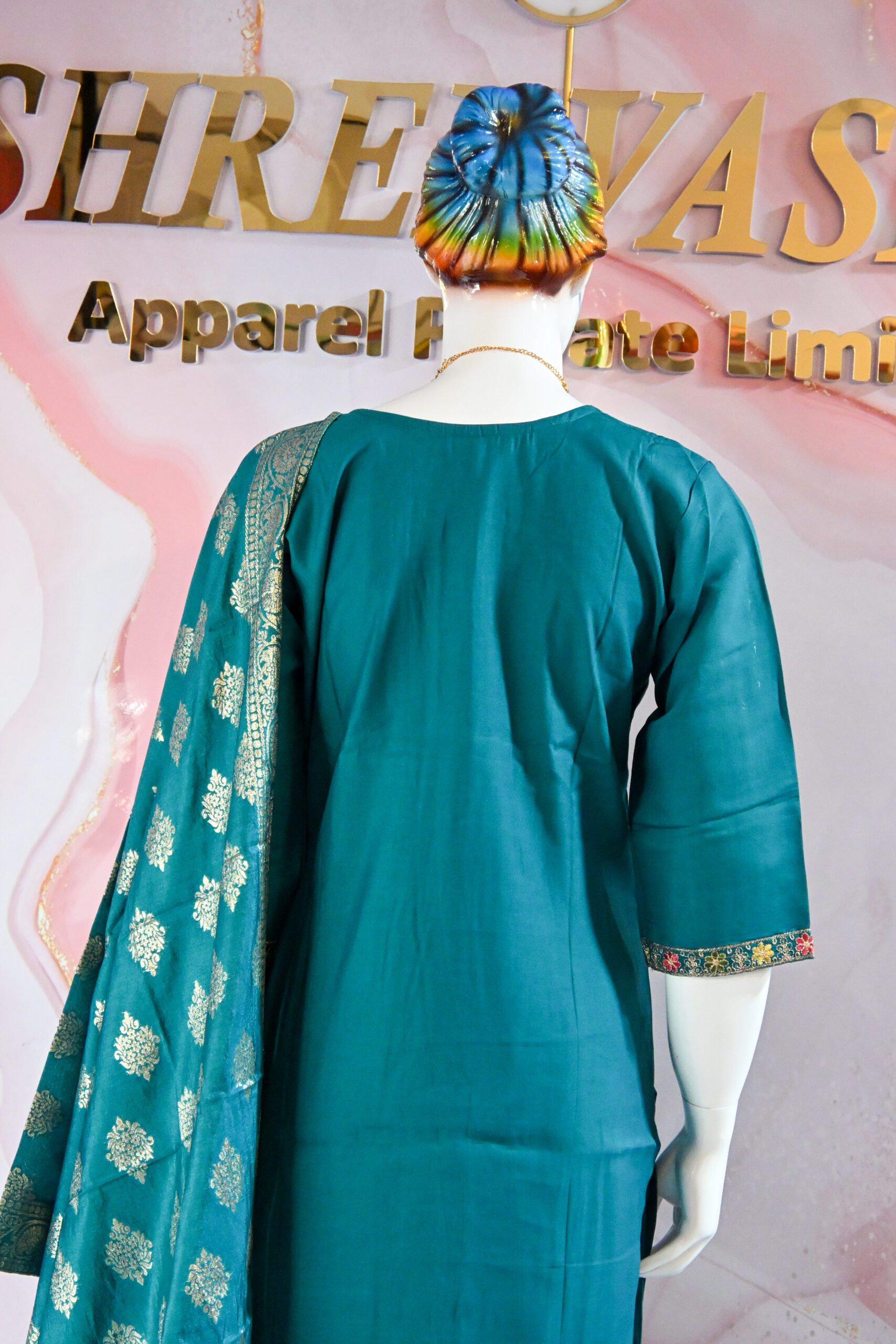 A three-piece Indian Premium Party Wear Chudidhar Suit