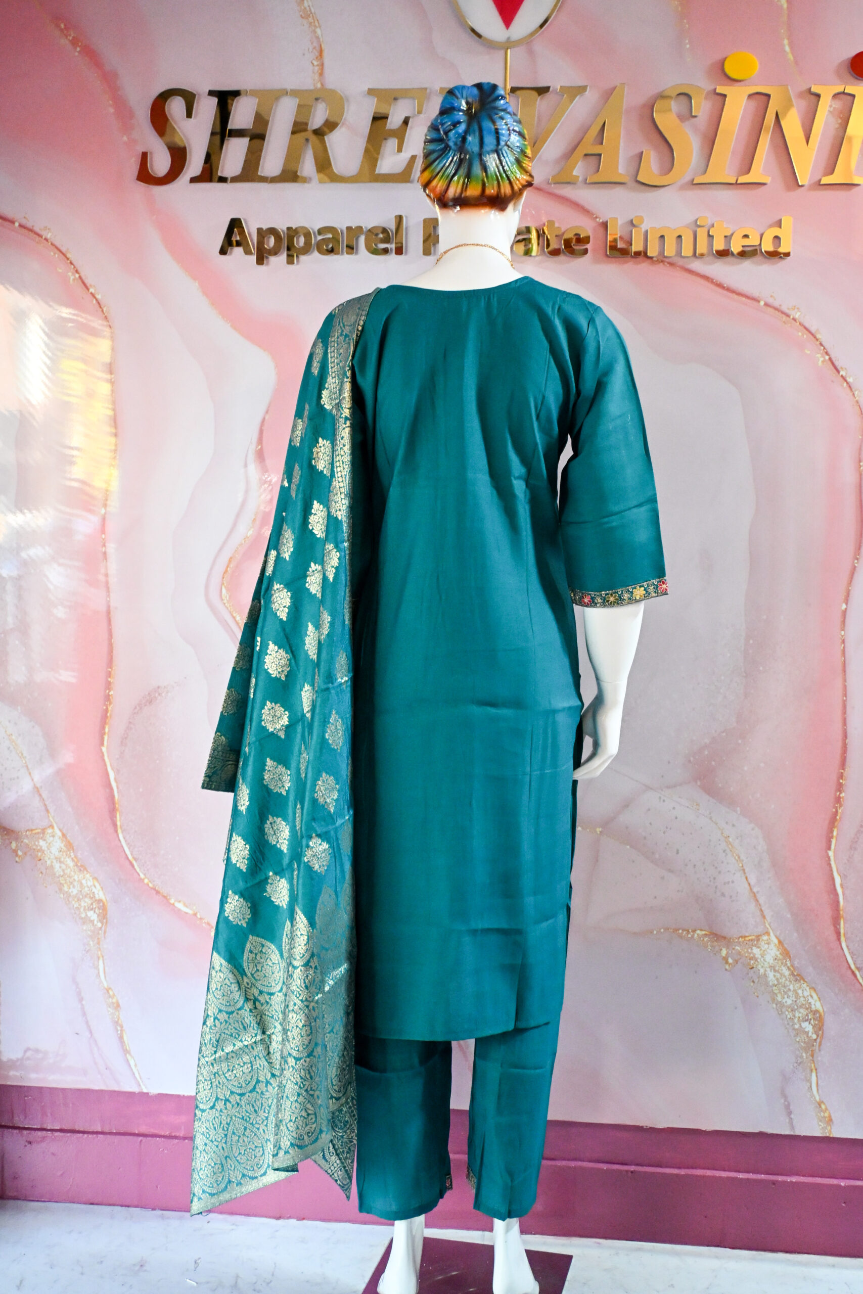 A three-piece Indian Premium Party Wear Chudidhar Suit
