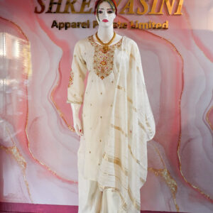 A three-piece Indian Premium Party Wear Chudidhar Suit