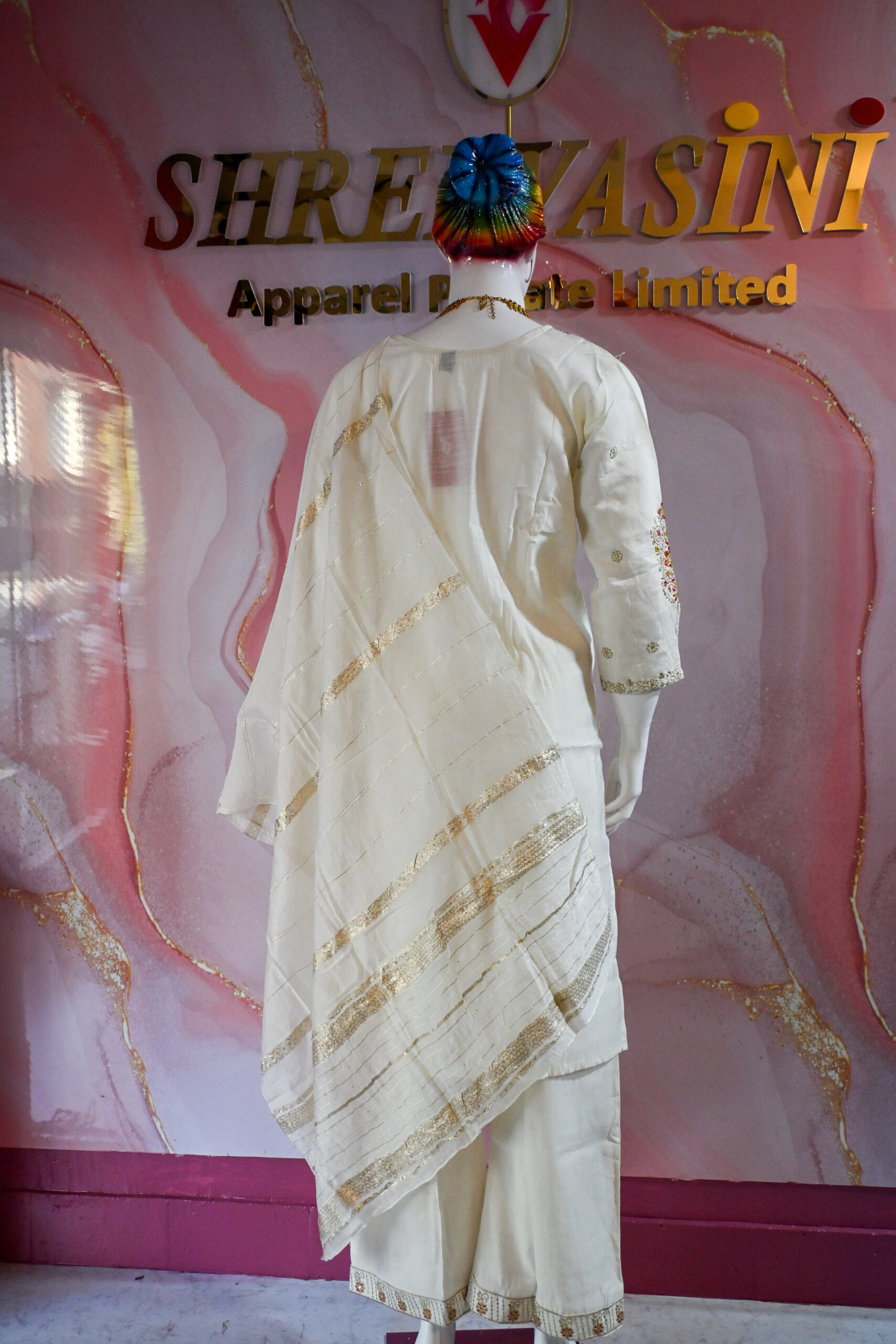 A three-piece Indian Premium Party Wear Chudidhar Suit