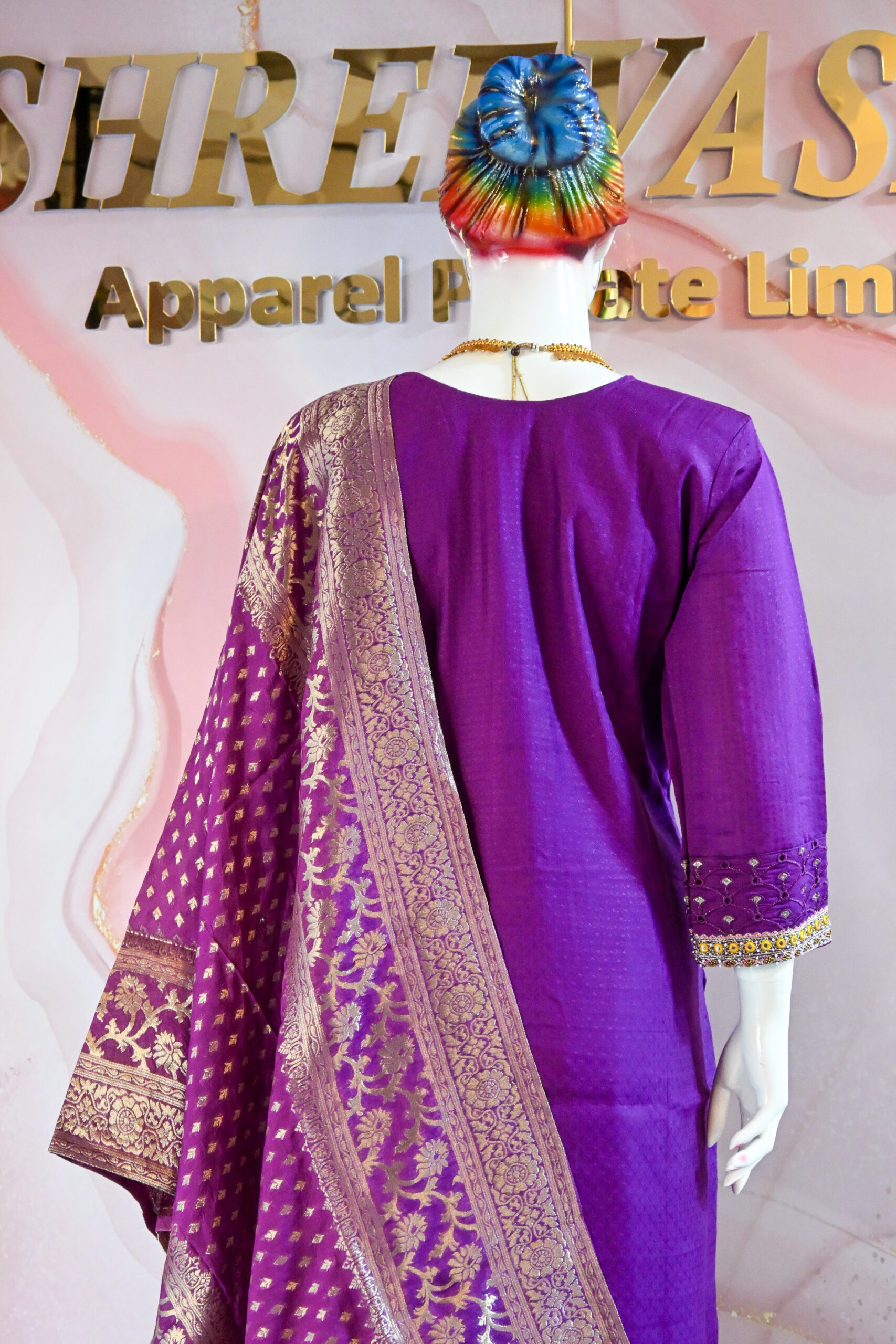 A three-piece Indian Premium Party Wear Chudidhar Suit