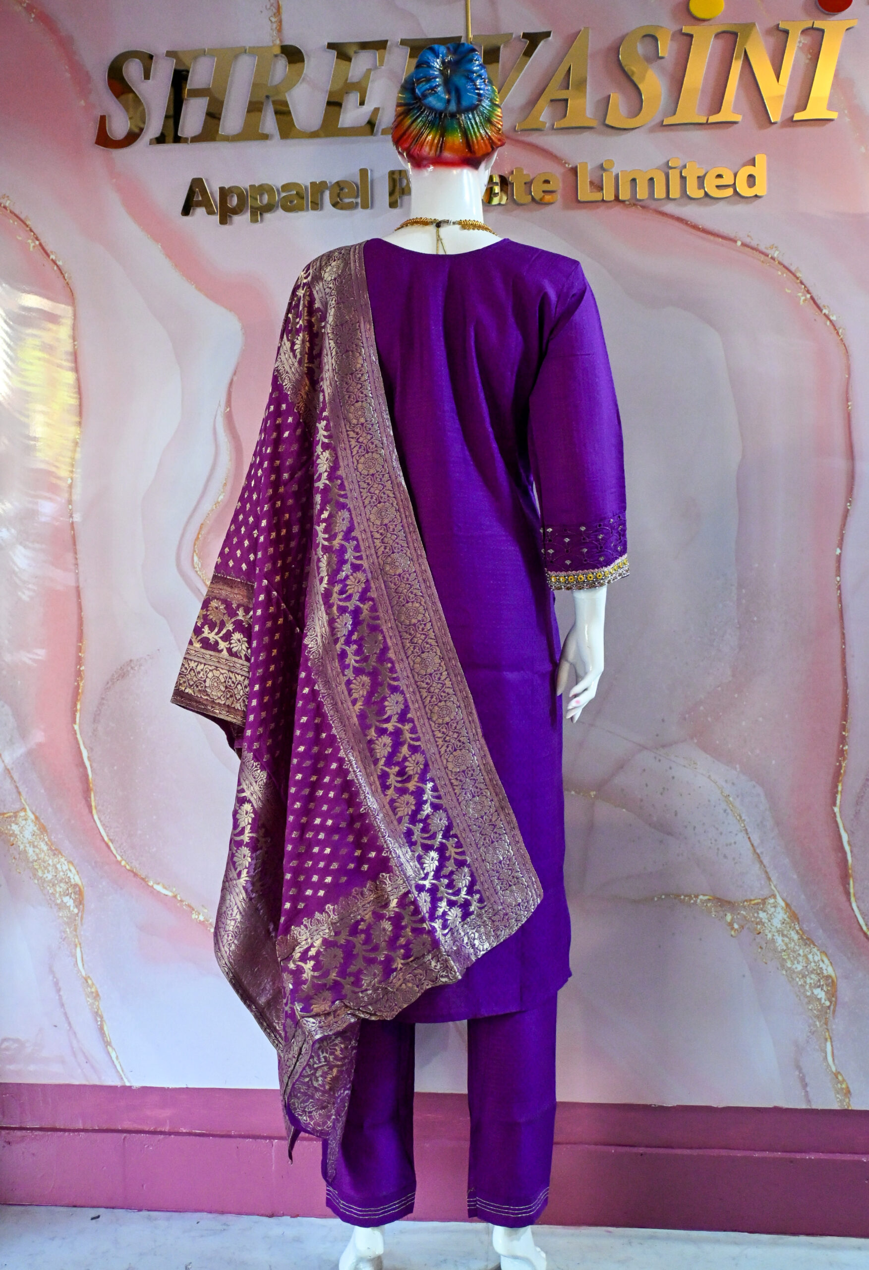 A three-piece Indian Premium Party Wear Chudidhar Suit