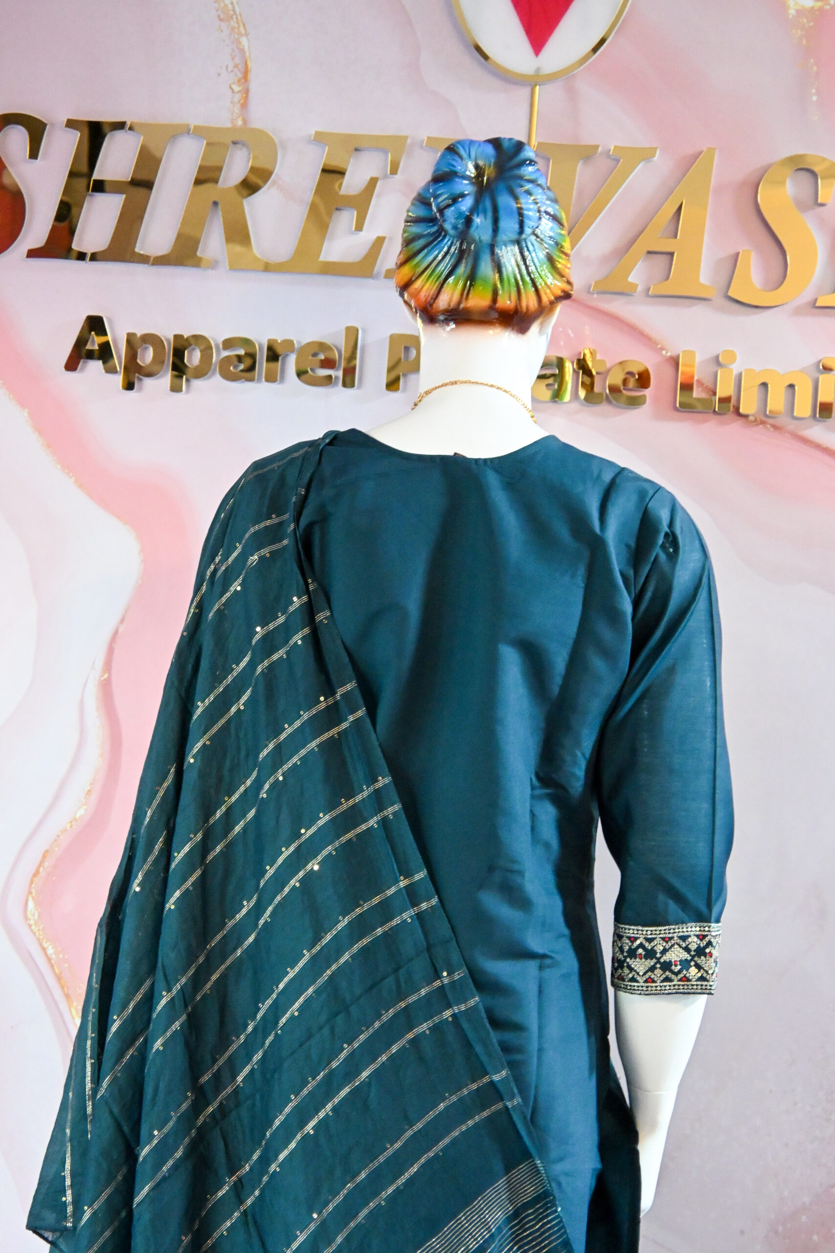 A three-piece Indian Premium Party Wear Chudidhar Suit