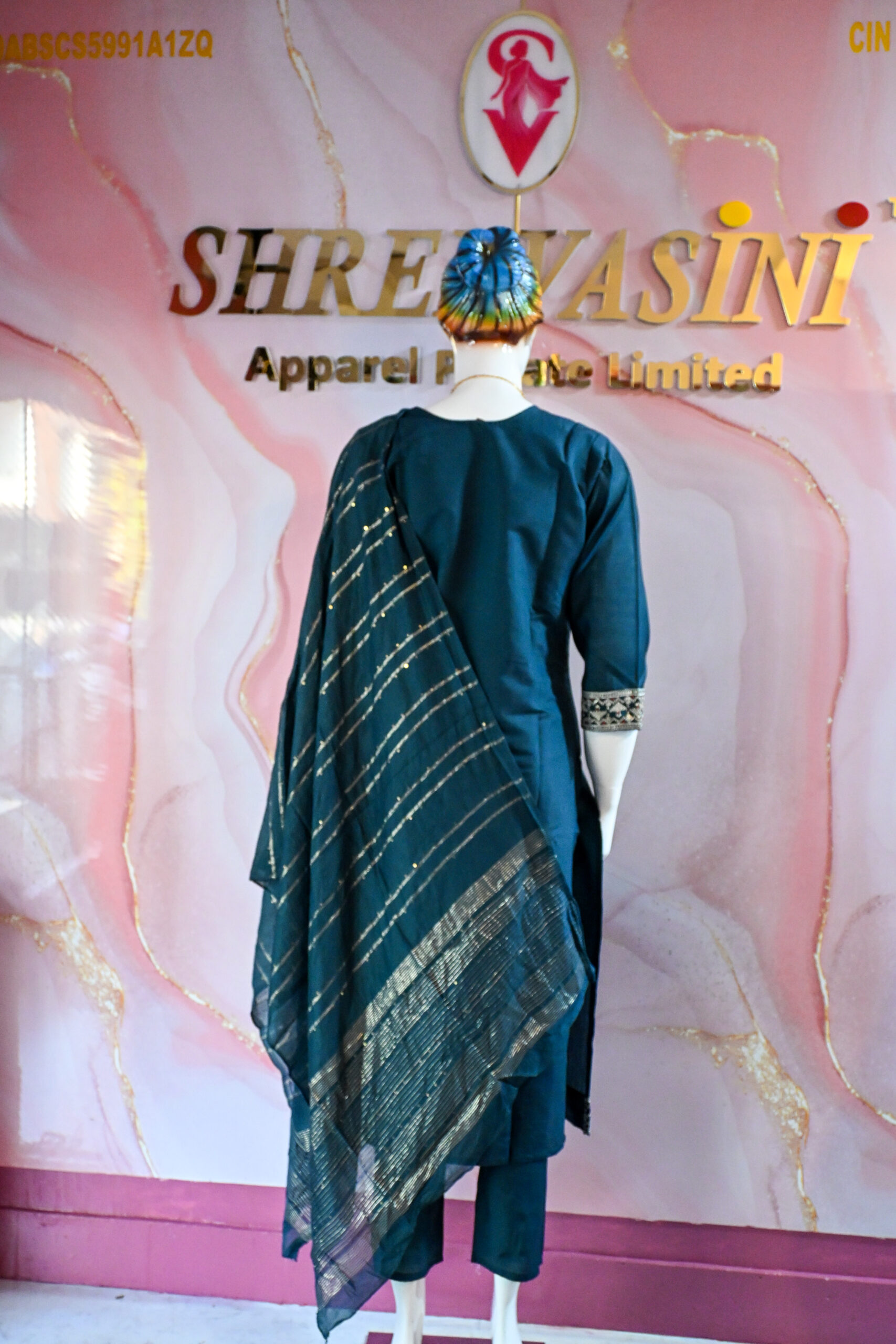 A three-piece Indian Premium Party Wear Chudidhar Suit