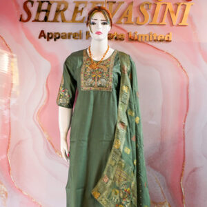 A three-piece Indian Premium Party Wear Chudidhar Suit