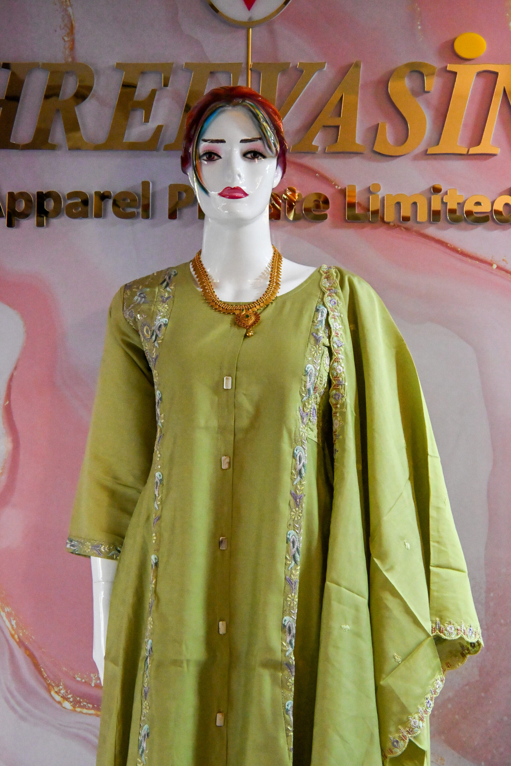 A three-piece Indian Premium Party Wear Chudidhar Suit