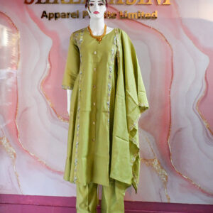 A three-piece Indian Premium Party Wear Chudidhar Suit
