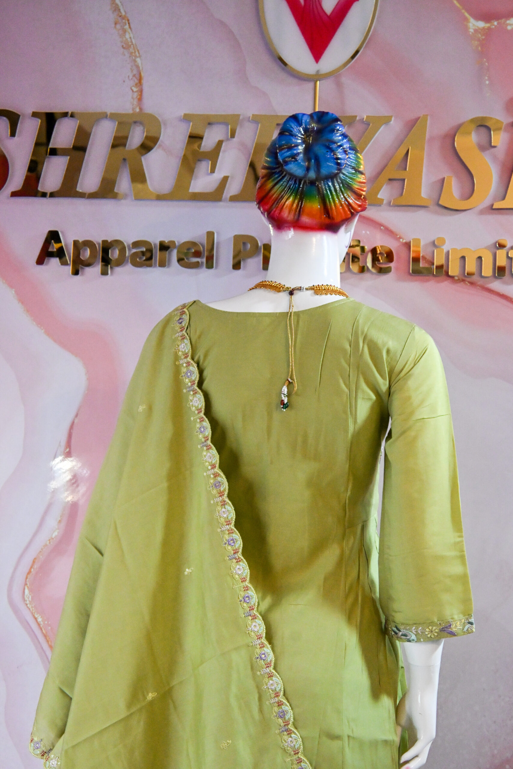 A three-piece Indian Premium Party Wear Chudidhar Suit