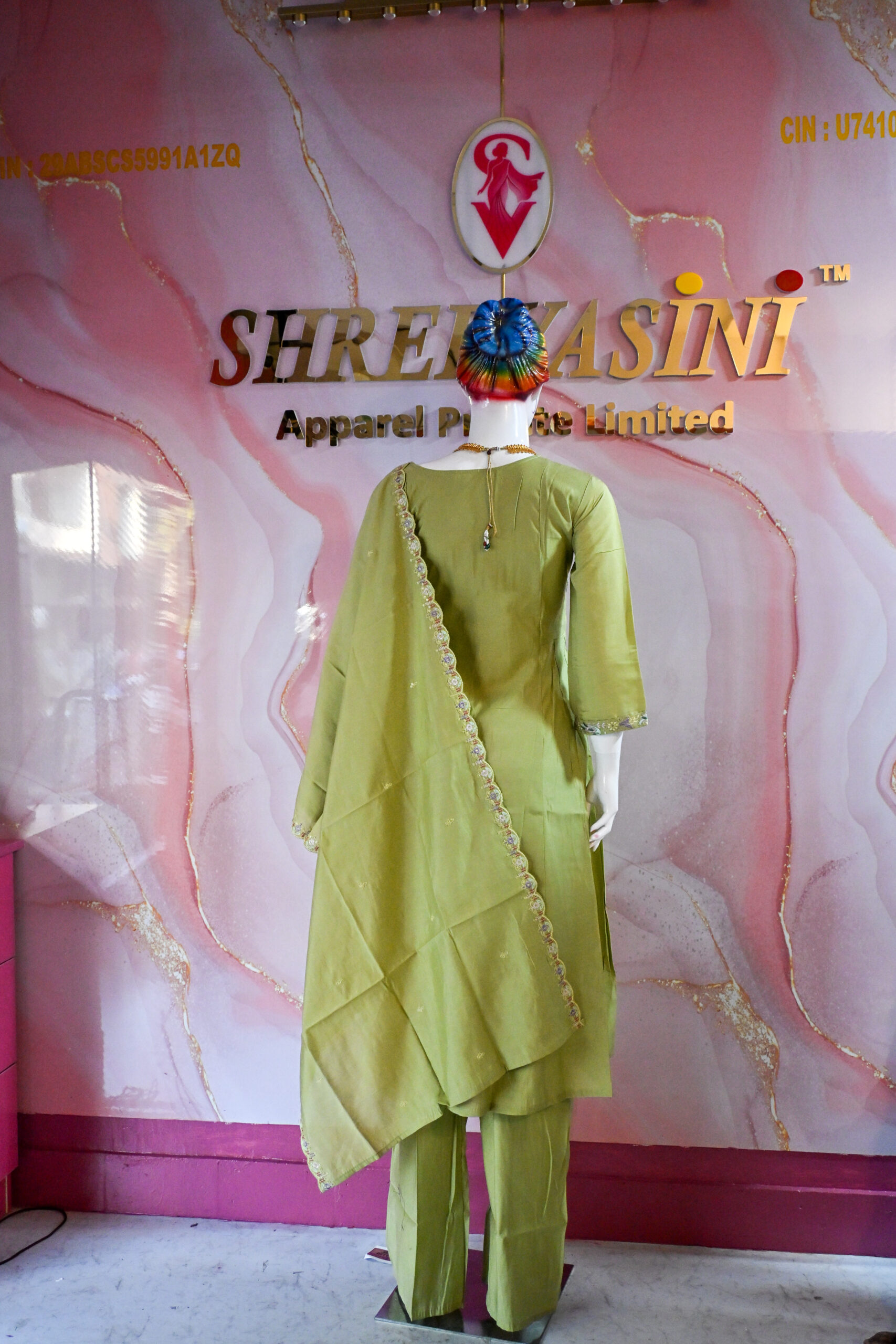 A three-piece Indian Premium Party Wear Chudidhar Suit