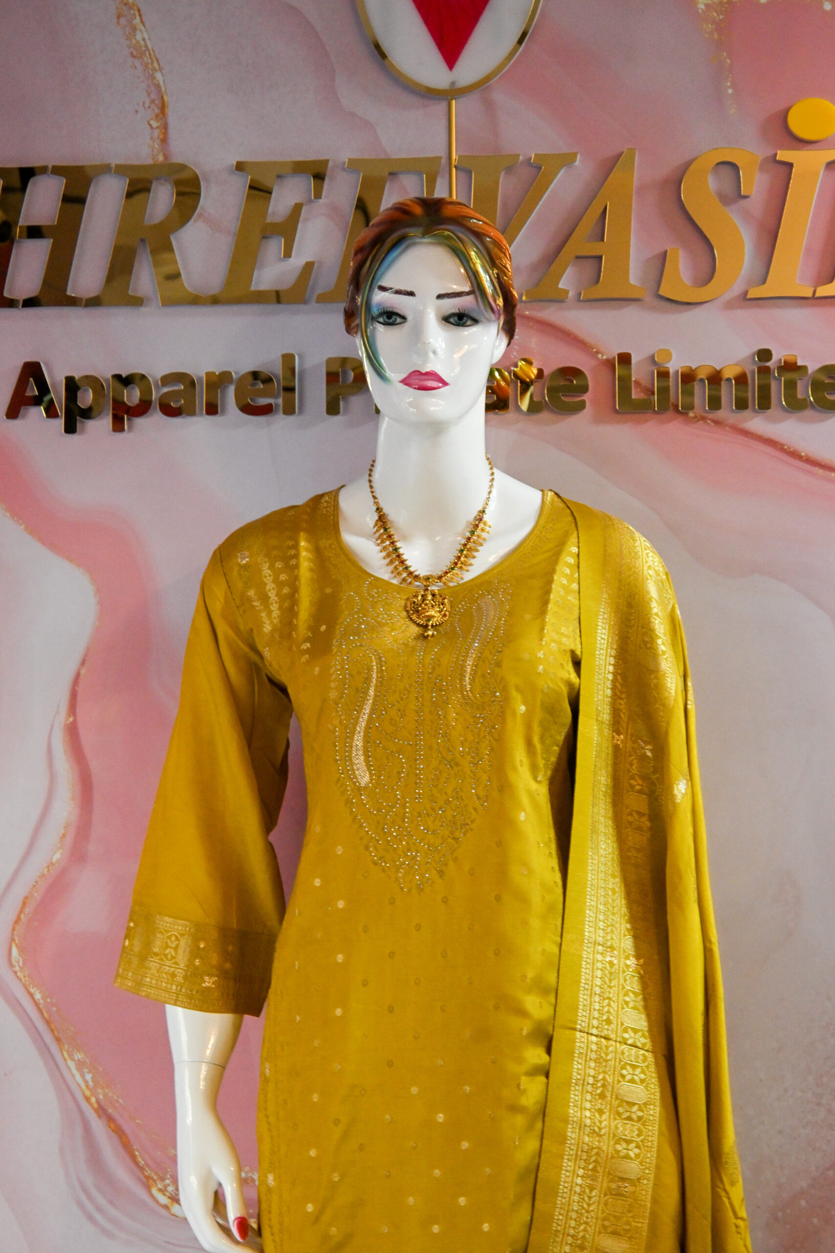 A three-piece Indian Premium Party Wear Chudidhar Suit