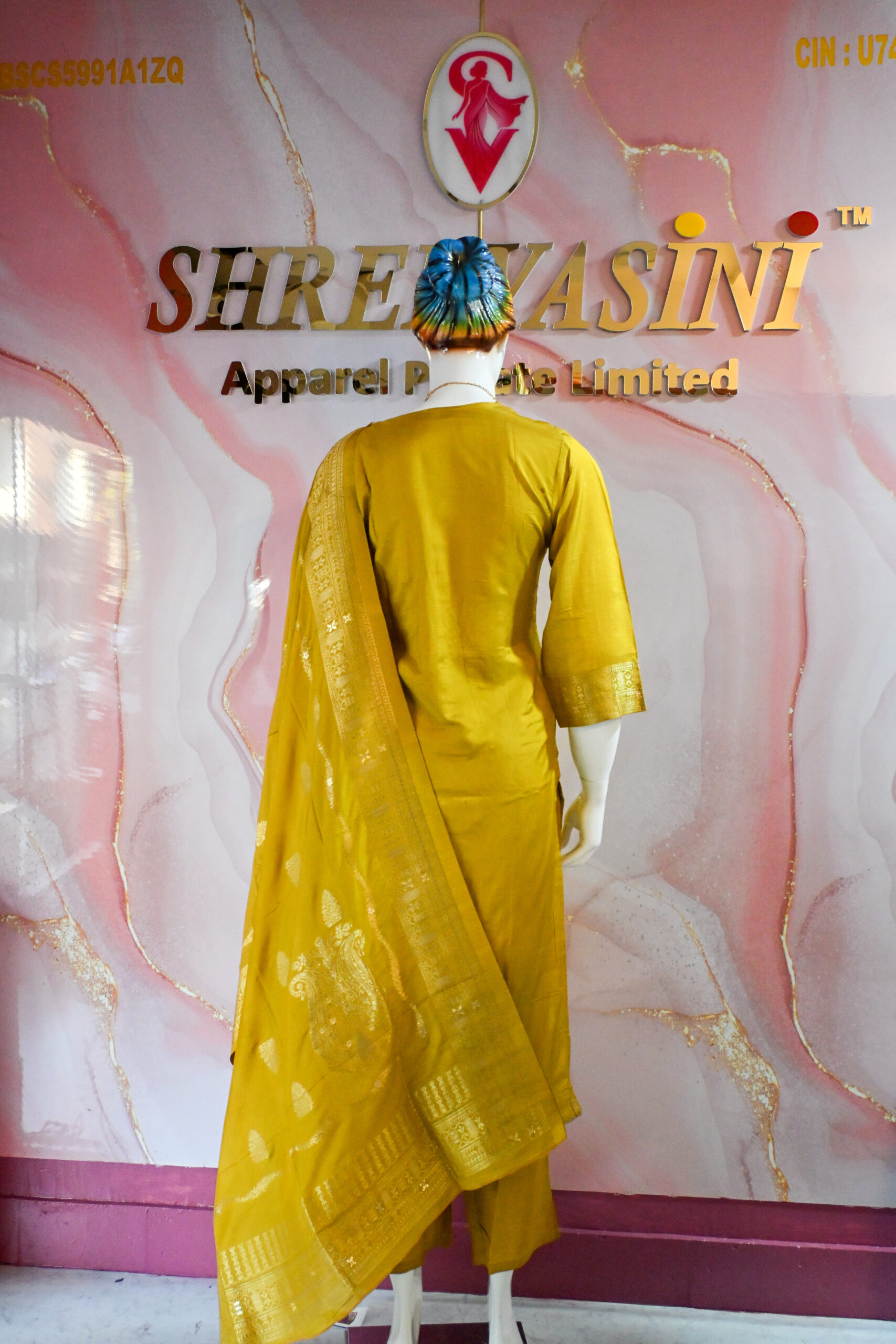 A three-piece Indian Premium Party Wear Chudidhar Suit