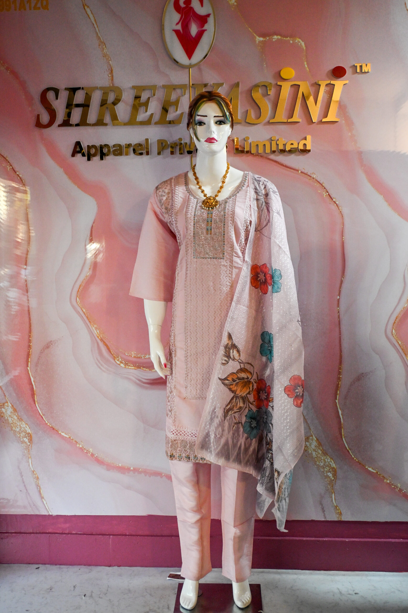 A three-piece Indian Premium Party Wear Chudidhar Suit