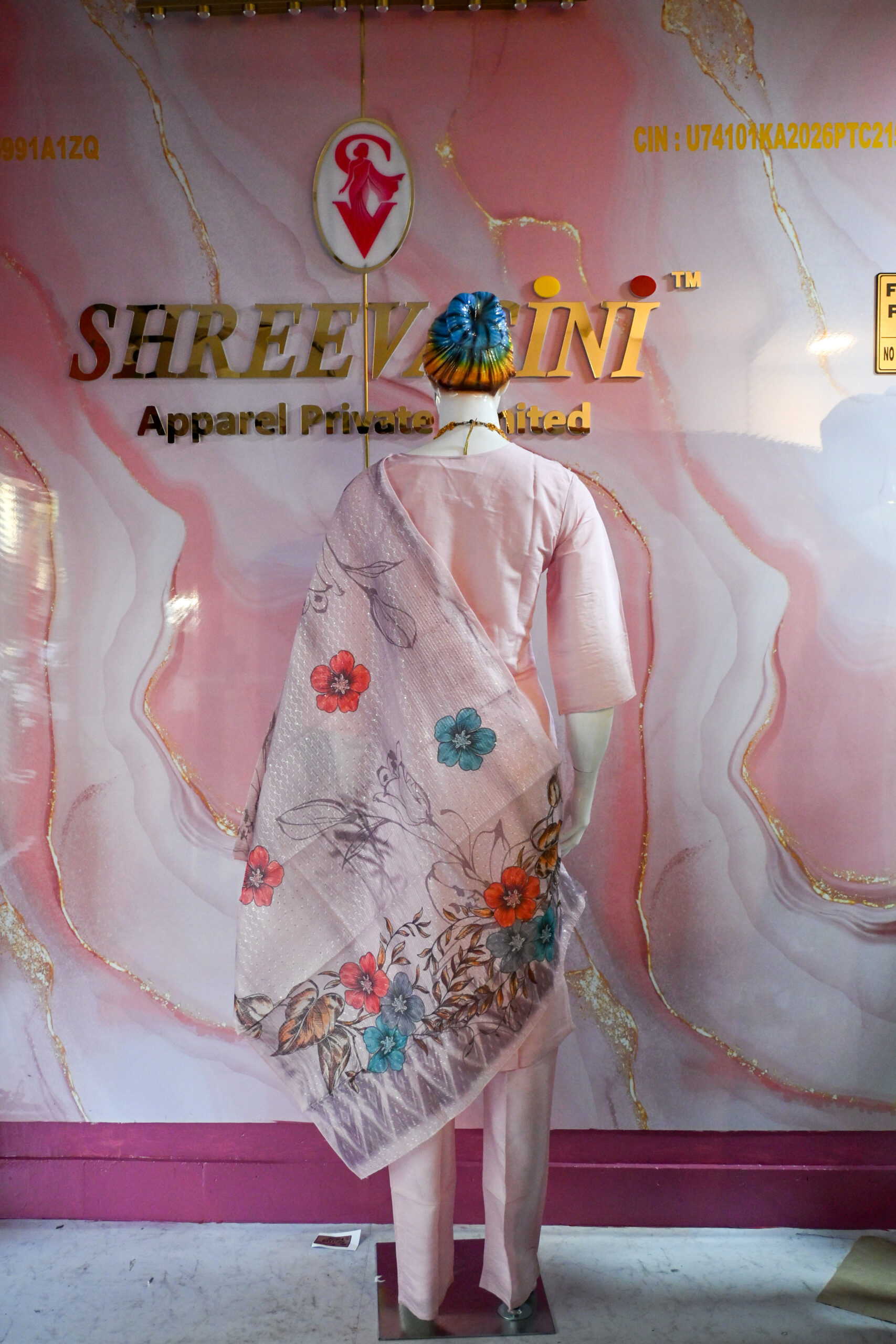 A three-piece Indian Premium Party Wear Chudidhar Suit